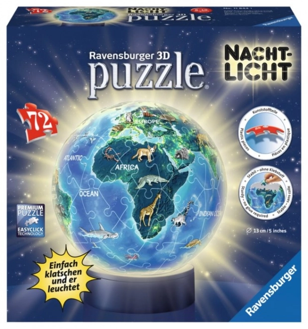 Ravensburger 3D świecący puzzleball Nocny globus 72 elementy
