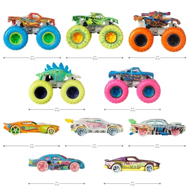 Hot Wheels monster trucki świecące w ciemności 10 szt.