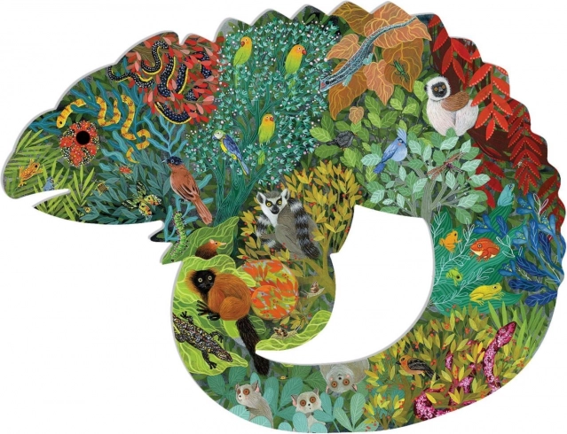 DJECO Obrysowe puzzle Kameleon 150 elementów