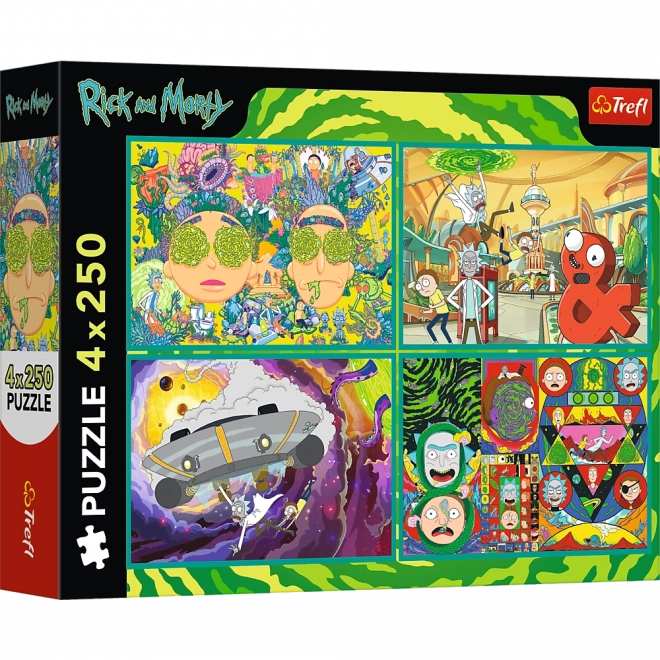 Puzzle 4x250 Zakręcony świat Ricka i Morty'ego od Trefl