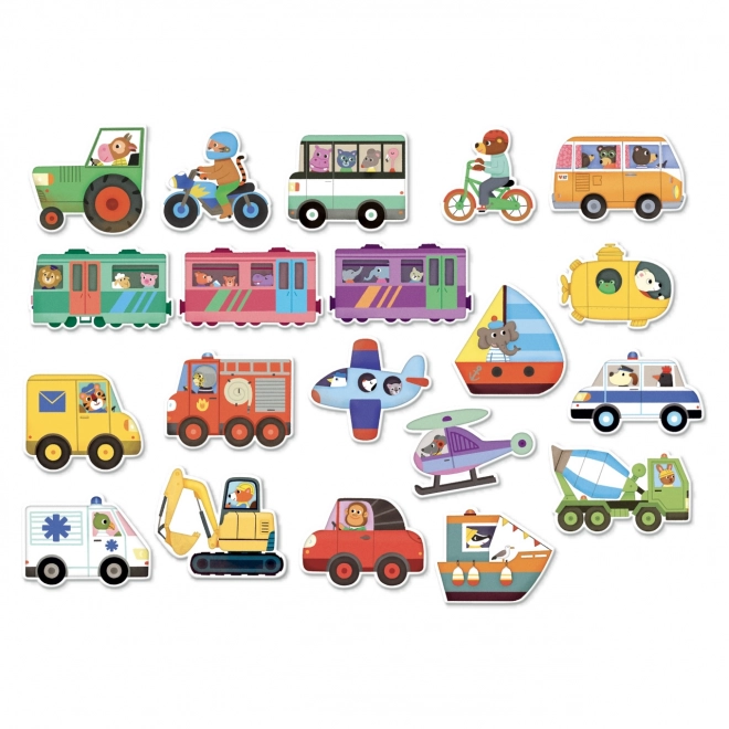 Vilac Drewniane magnesy transport 20 sztuk