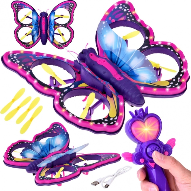Kolorowy motyli dron z LED i magiczną różdżką – zdalnie sterowana latająca zabawka dla dzieci