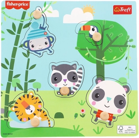 Drewniana układanka FISHER-PRICE dżungla, 5 elementów