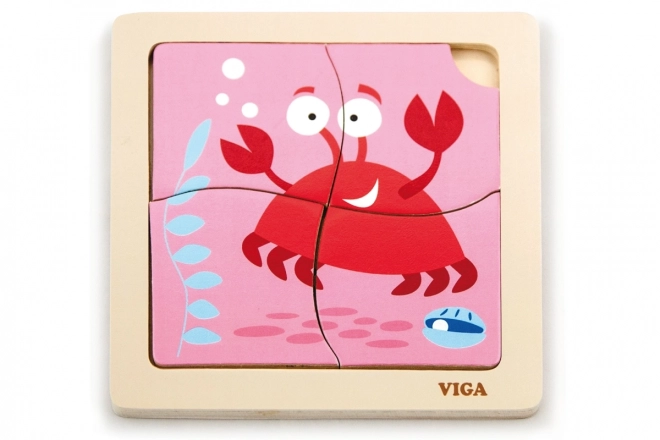 Drewniane Puzzle Krab dla Najmłodszych