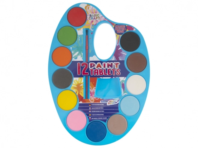 Grafix paleta z farbami wodnymi 12 szt. żółta