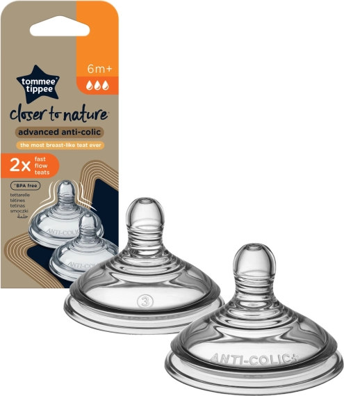 Zapasowe smoczki z szybkim przepływem 6+, 2 sztuki