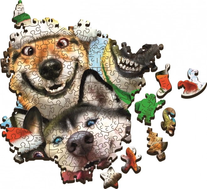 Drewniane puzzle Świąteczne psy 501 elementów