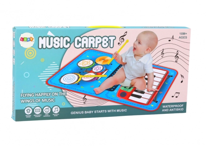 Interaktywny muzyczny dywanik 2w1 bębny i pianino z pałeczkami