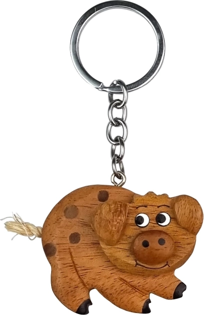 Drewniany brelok Świnka