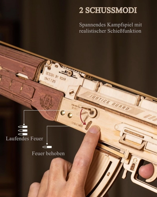 RoboTime 3D Drewniane mechaniczne puzzle Karabin szturmowy AK-47