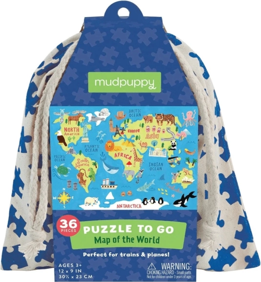 Puzzle Mapa Świata Mudpuppy do Podróżowania