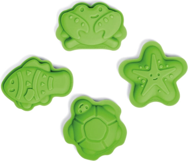 Zielone silikonowe foremki do piasku BIGJIGS TOYS Meadow