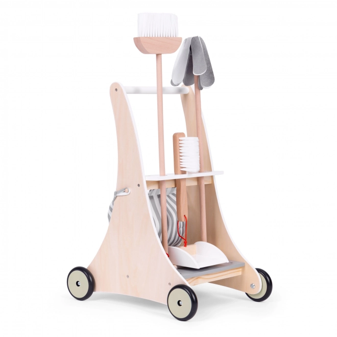 Drewniany wózek do sprzątania beżowy ECOTOYS