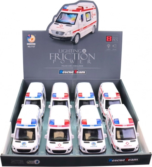 Auto ambulans z światłem i dźwiękiem, 14 cm