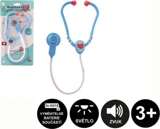 Dziecięcy plastikowy stetoskop ze światłem i dźwiękiem, 53 cm