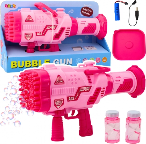 Elektryczny różowy pistolet do baniek 64 otwory