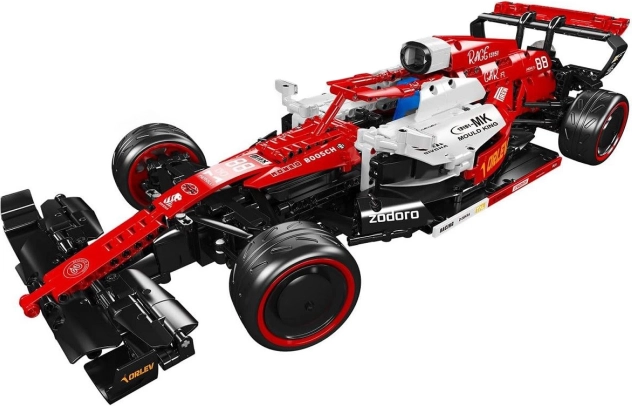 Klocki wyścigowego bolidu z RC, 1185 elementów – czerwony, skala 1:8