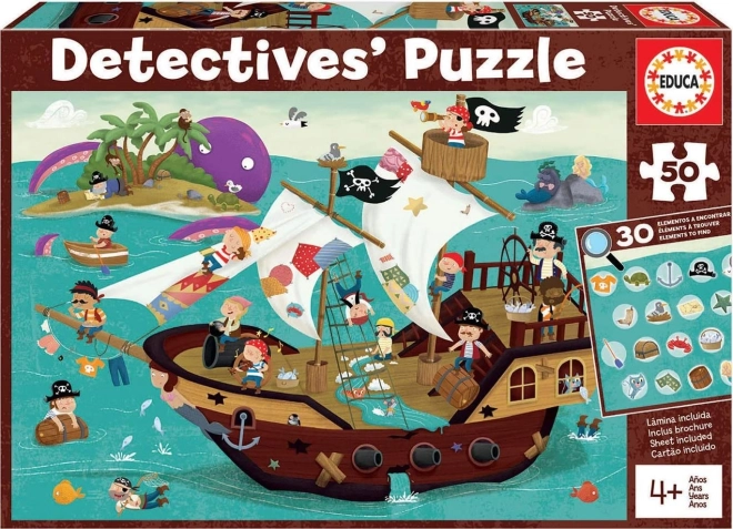 Educa detektywne puzzle Piracki statek 50 elementów