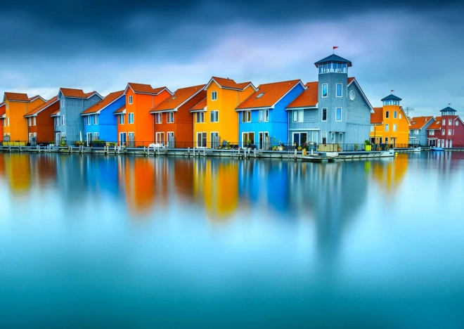 Puzzle ENJOY domki nad wodą, Groningen, Holandia – 1000 elementów