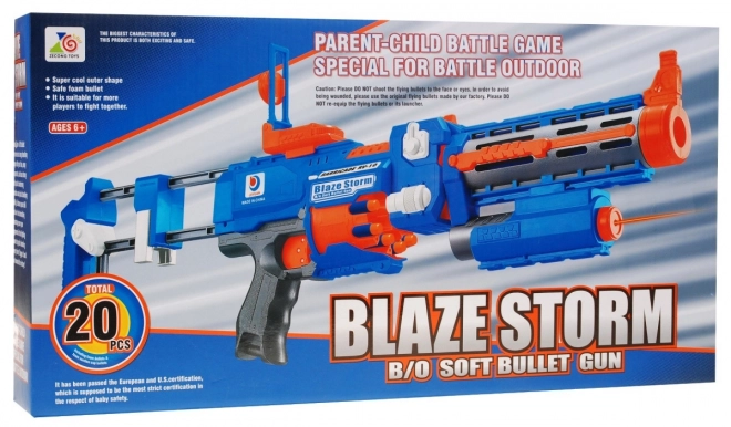 Pistolet 2 w 1 dla dzieci 8+ Blaze Storm 20 długich piankowych naboi + celownik laserowy + kolba