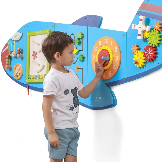 Drewniana tablica ścienna sensoryczna Samolot VIGA Montessori
