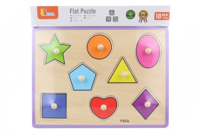 Viga Drewniane Puzzle Kształty z Kołeczkami