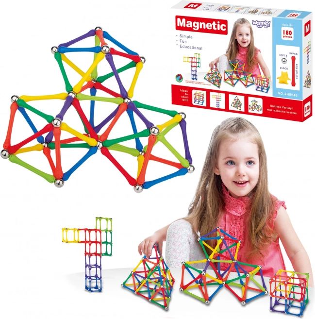 Magnetyczne klocki konstrukcyjne Woopie Kreatywne puzzle 180 szt.