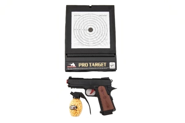 Plastowy pistolet na kulki z tarczą
