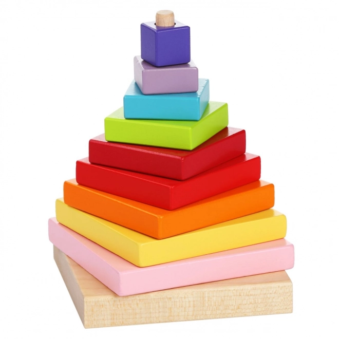 CUBIKA 13357 Kolorowa piramida - drewniana układanka 9 części