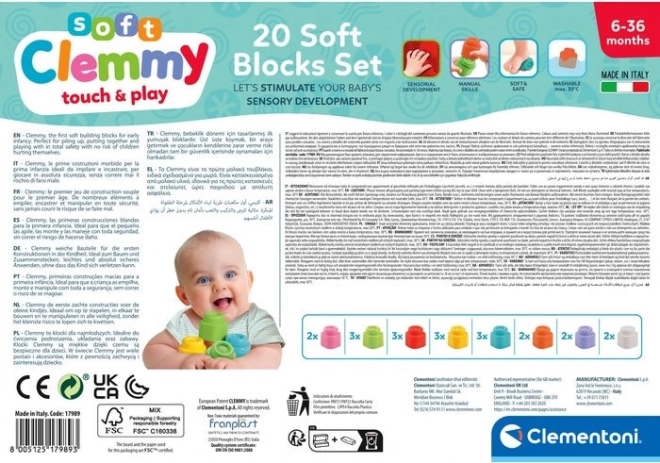CLEMENTONI Miękkie Clemmy Zestaw 20 miękkich klocków