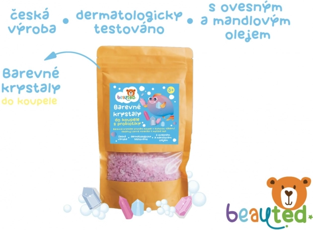 Kolorowe kryształy do kąpieli z probiotykami w zamykanej saszetce