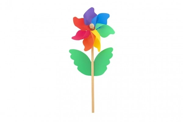 Wiatraczek kolorowy 38cm drewno/plastik średnica 15cm