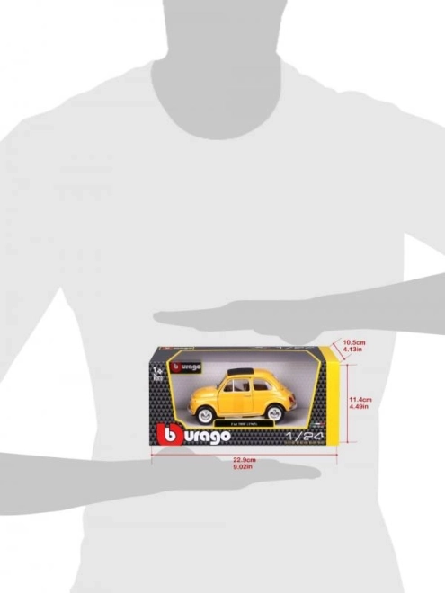 Model Bburago samochodu Fiat 500 F 1965 żółty 1:24