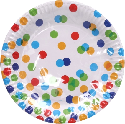 Papierowe talerzyki imprezowe w kropki 23 cm - 6 sztuk