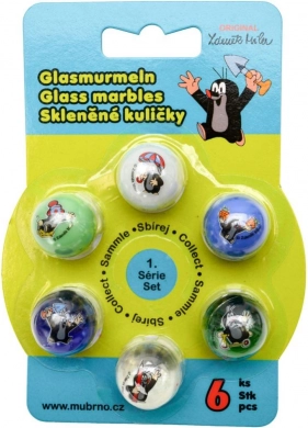 Zestaw szklanych kulek Krecik mix 6 szt.