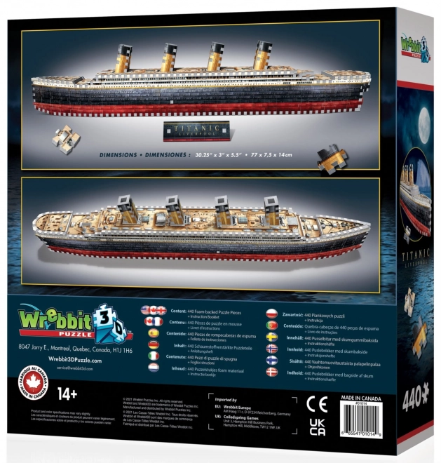 3D puzzle Titanic od Wrebbit, 440 elementów