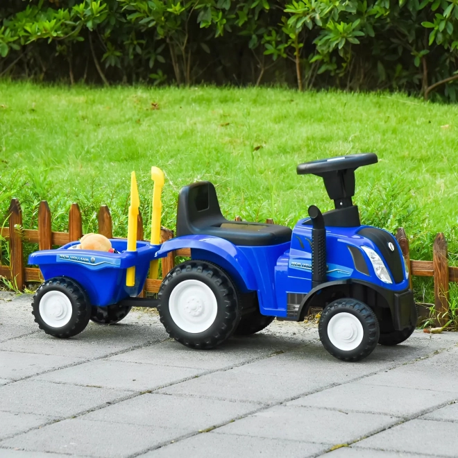 Dziecięcy traktor z przyczepką, interaktywna kierownica, dźwięki, niebieski kolor