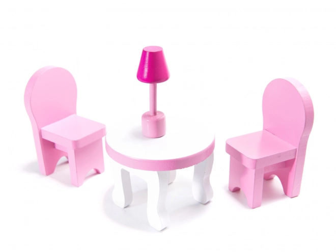 Drewniany domek dla lalek z mebelkami - 70 cm