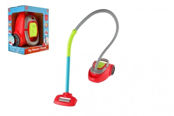 Odkurzacz plastikowy 18x25cm na baterie z dźwiękiem w pudełku 29x17x23cm 24m+