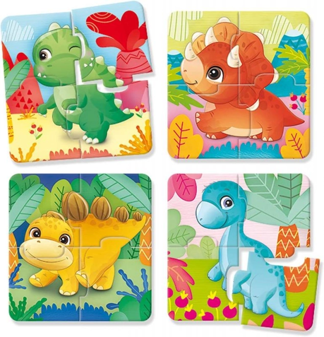 Kolorowe puzzle z dinozaurami