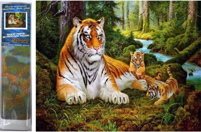 Norimpex malowanie diamentowe Tygrysica z młodymi 30x40 cm