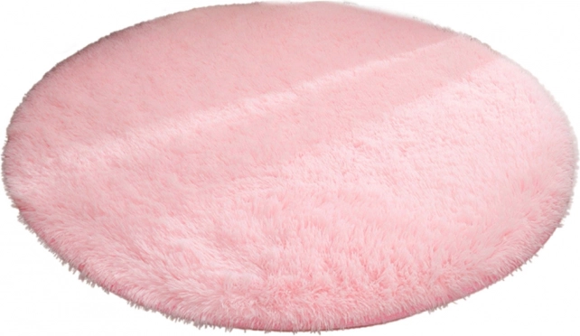 Pluszowy miękki okrągły dywan antypoślizgowy jasnoróżowy 122 cm