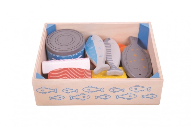 Drewniane owoce morza w pudełku Bigjigs Toys