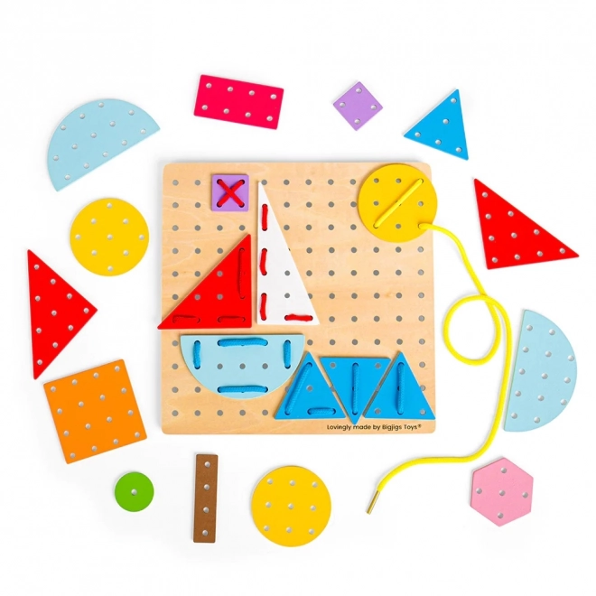Bigjigs Toys Drewniana gra sznurowana Kształty geometryczne