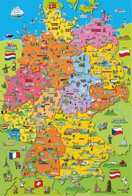 Schmidt puzzle Rysunkowa mapa Niemiec 200 elementów