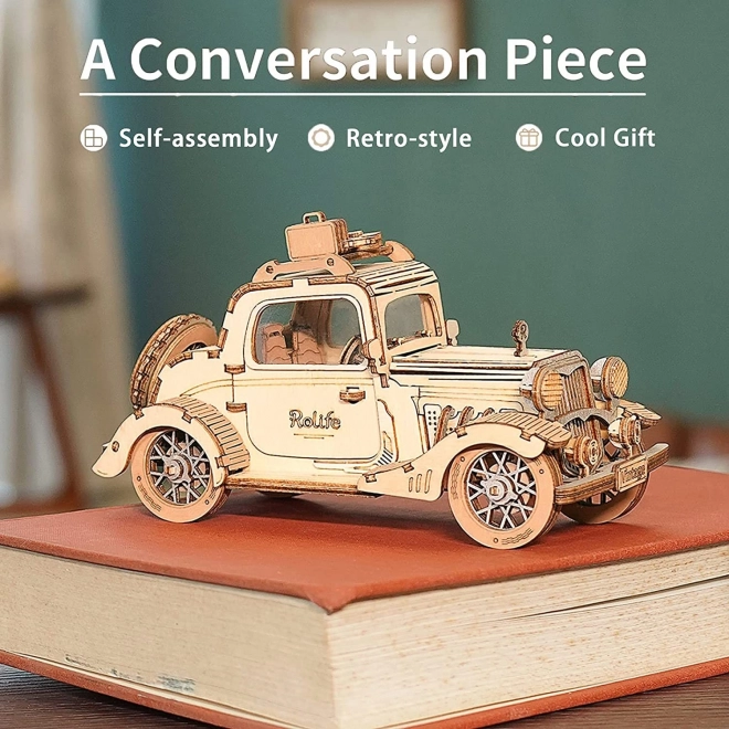 Samochód Vintage - nowoczesne 3D drewniane puzzle