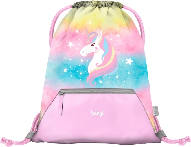 ZESTAW BAAGL 3 Airy Rainbow Unicorn: tornister, piórnik, worek
