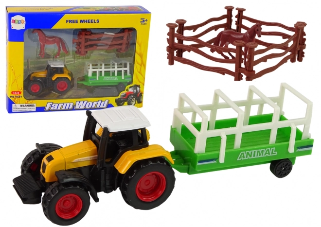 Zestaw Zabawek Farma - Traktor, Przyczepa i Koń 1:64