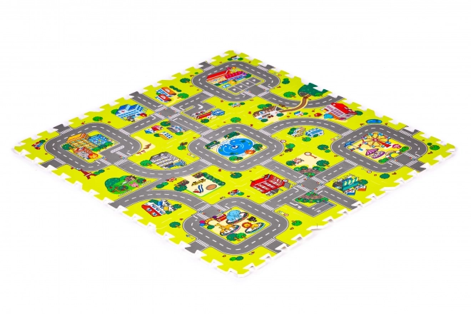 Piankowa mata do zabawy miasto – 9 elementów 90,5 × 90,5 cm IPLAY