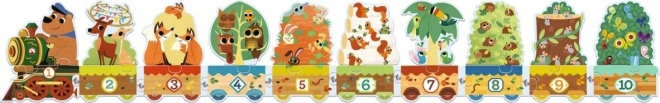 DJECO Puzzle Pociąg ze zwierzętami i liczbami 20 elementów